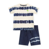 Mish Navy Stripe Tie Dye Tee & Shorts Set