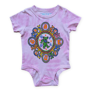 Rowdy Sprout Grateful Dead Kaleidoscope s/s Onesie ~ Pink Tie Dye