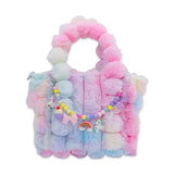 Bari Lynn Faux Fur Bag w/ Pastel Charm Link & Crossbody Strap ~ Tie Dye