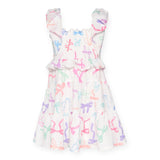 Baby Sara Bow Printed Dress ~ White Multi