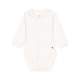 Petit Bateau Quilted Cardigan, Ruffle Collar Onesie & Pants Set ~ Light Pink/White