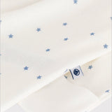 Petit Bateau Front Zip Star Print Footie ~ White/Blue