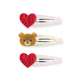 Lilies & Roses Bear & Hearts Snap Clips Set of 3