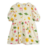 Mini Rodini Girls s/s Muslin Space Print Dress ~ Off-White