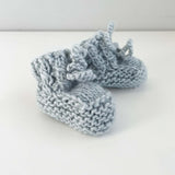 The Blueberry Hill Classic Knit Baby Booties ~ Bowie Grey