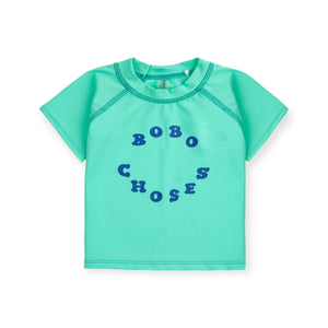Bobo Choses Baby s/s Rashguard & Swim Trunks ~ Aqua Blue/Funny Insects