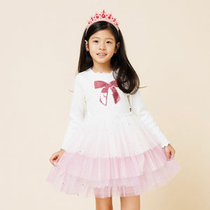 Petite Hailey Triple Layer l/s Tutu Dress ~ White