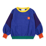 Bobo Choses Funny Face Raglan Sweatshirt & Color Block Pleated Skirt Set ~ Blue