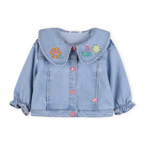 Billieblush Baby Collared Denim Jacket w/ Embroidery ~ Bleach