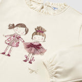 Mayoral Baby Girl Tulle Embellished l/s Top & Velour Wide Leg Pants Set ~ Macchiato/Orchid