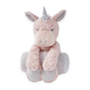 Elegant Baby Bedtime Huggie Blanket w/ Plush Toy ~ Pink Unicorn