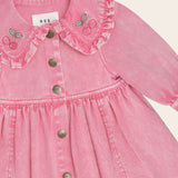 Huxbaby Cherry Vintage Collar Dress ~ Bubblegum