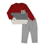 Mayoral Baby Boy Knit Sweater & Dress Pants Set ~ Cherry/Grey