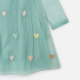 Stella McCartney Baby Girl Embroidered Hearts l/s Tulle Dress ~ Sage