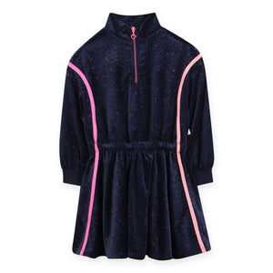 Billieblush Girls Shimmer Velour Sweatshirt Dress ~ Navy
