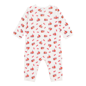 Petit Bateau Firetruck Print Romper ~ White Multi