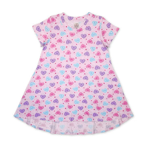 Esme s/s Hi-Lo Pj Dress ~ Candy Hearts