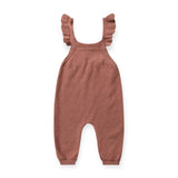 Quincy Mae Pointelle Knit Overall Romper ~ Berry