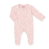 Coccoli Cotton-Modal Printed Zip Footie ~ Plants/Pink