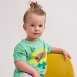 Bobo Choses Baby Sunflower T-Shirt & Vichy Ruffle Shorts Set ~ Light Green/Yellow