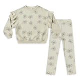 Rylee + Cru Girls Ruffle Sweatshirt & Coast Ribbed Leggings Set ~ Big Daisy/Pistachio