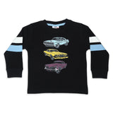 Mish Cars Striped Sleeve Thermal l/s Tee ~ Black/Dusty Blue