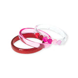 Lilies & Roses Multi Heart Bracelet Set ~ Red/Pink Glitter