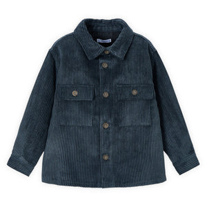 Mayoral Boys Ribbed Velour Button Down Shirt ~ Navy