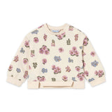 Mayoral Baby Girl Floral Print Sweatshirt & Embroidered Jeans Set ~ Soy/Dark Wash