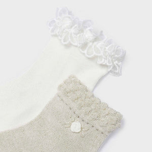 Mayoral Girls Socks Set of 2 ~ Champagne