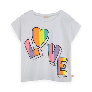 Billieblush Love s/s Tee & Pleated Printed Skirt Set 7-12 ~ White/Multi