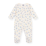 Petit Bateau Front Snap Surfboard Print Footie ~ White Multi