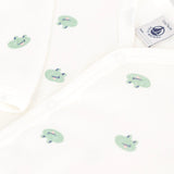 Petit Bateau Front Snap Frog Print Footie ~ White Multi