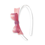 Lilies & Roses Satin Bow Tie Headband ~ Pink