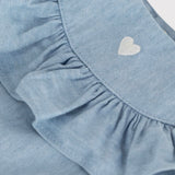 Petit Bateau Baby Sleeveless Chambray Blouse & Shorts w/ Scallop Detail Set ~ Blue