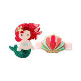 Lilies & Roses Underwater Red Hair Glitter Mermaid & Seashell Hair Clips