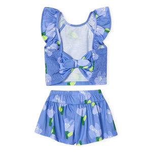 Mayoral Girls Printed Top & Shorts Set ~ Indigo