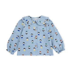 Bobo Choses Baby Game Pawns Print Denim Blouse & Pants Set ~ Light Blue