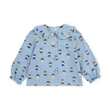 Bobo Choses Baby Game Pawns Print Denim Blouse & Pants Set ~ Light Blue