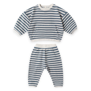 Quincy Mae Waffle Slouch Lounge Set ~ Ocean Stripe/Natural