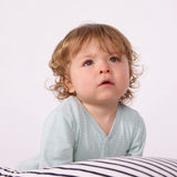 Petit Bateau Front Snap Stripe Footie ~ Green/White