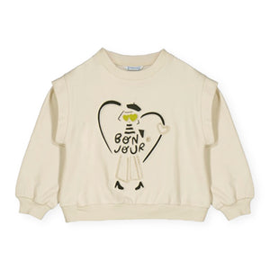 Mayoral Girls Bonjour Sweatshirt & Cargo Joggers Set 7-12 ~ Cream/Black