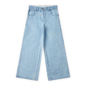 Stella McCartney Girls Wide Leg Jeans w/ Flowers ~ Blue