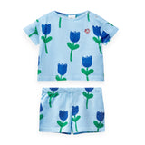 Wynken Baby Printed Tee & Shorts Set ~ Tulips/Blue