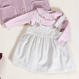 Play Up Baby Ruffle Collar Onesie & Corduroy Dress Set ~ Natural/Rose