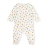 Petit Bateau Velour Front Snap Leopards Print Footie ~ White/Beige