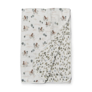 Loulou Lollipop Muslin Quilt Blanket ~ Bears on Bikes