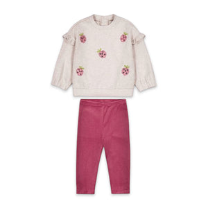 Mayoral Baby Girl Raspberries Sweatshirt & Velvet Leggings Set ~ Soy/Raspberry
