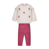 Mayoral Baby Girl Raspberries Sweatshirt & Velvet Leggings Set ~ Soy/Raspberry