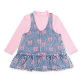Huxbaby Dreamy Denim Cherry Dress & Ribbed l/s Top Set ~ Blue Multi/Strawberry Creme
